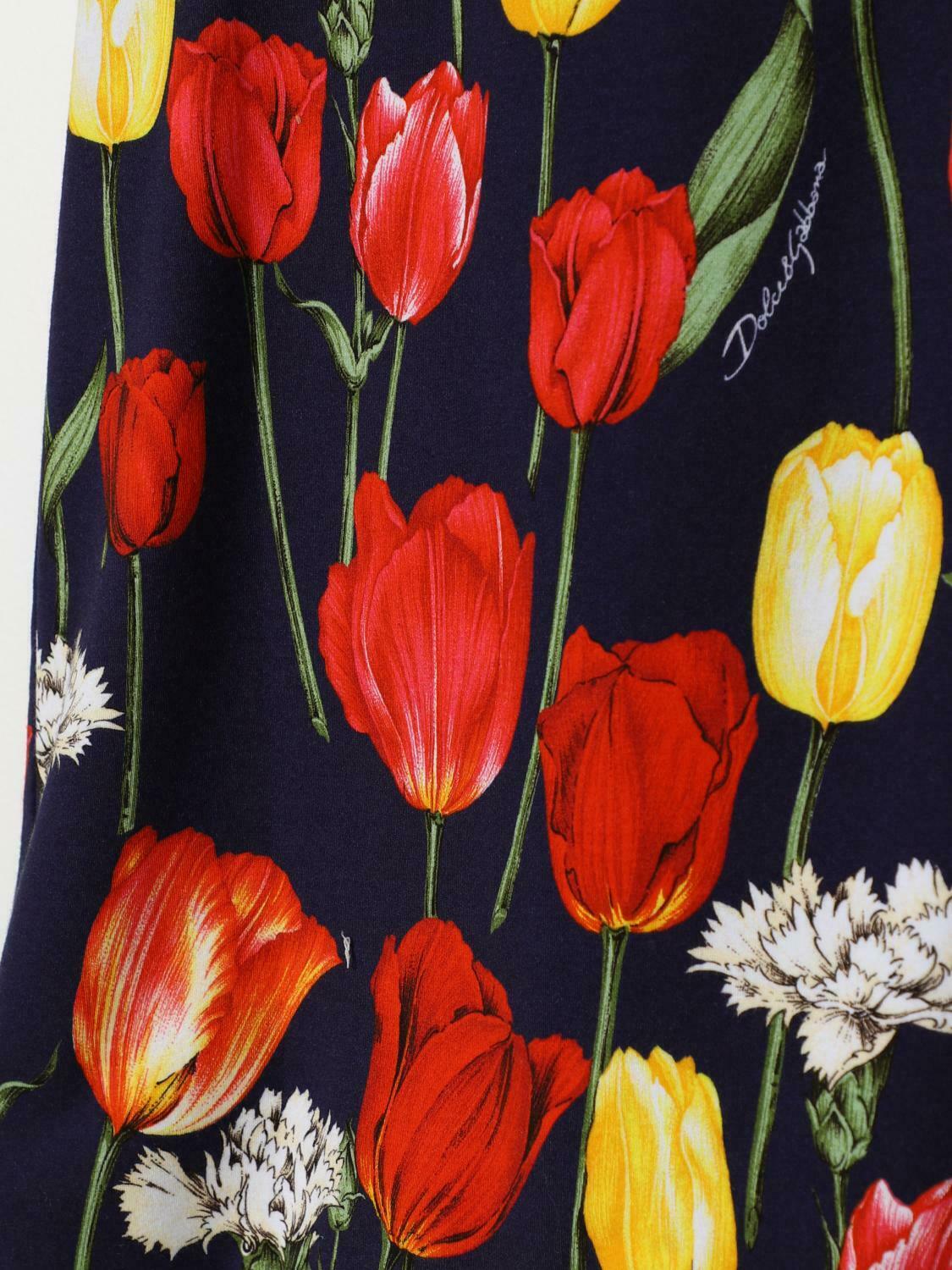 Tulip Print ALine Dress - Blue / 6 EU