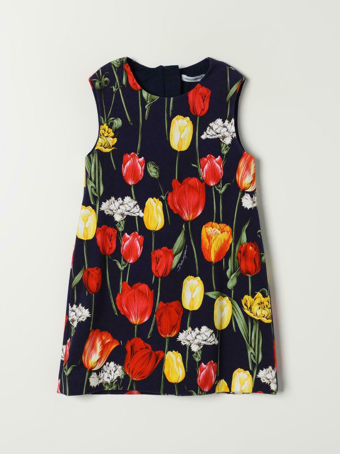 Tulip Print ALine Dress - Blue / 6 EU