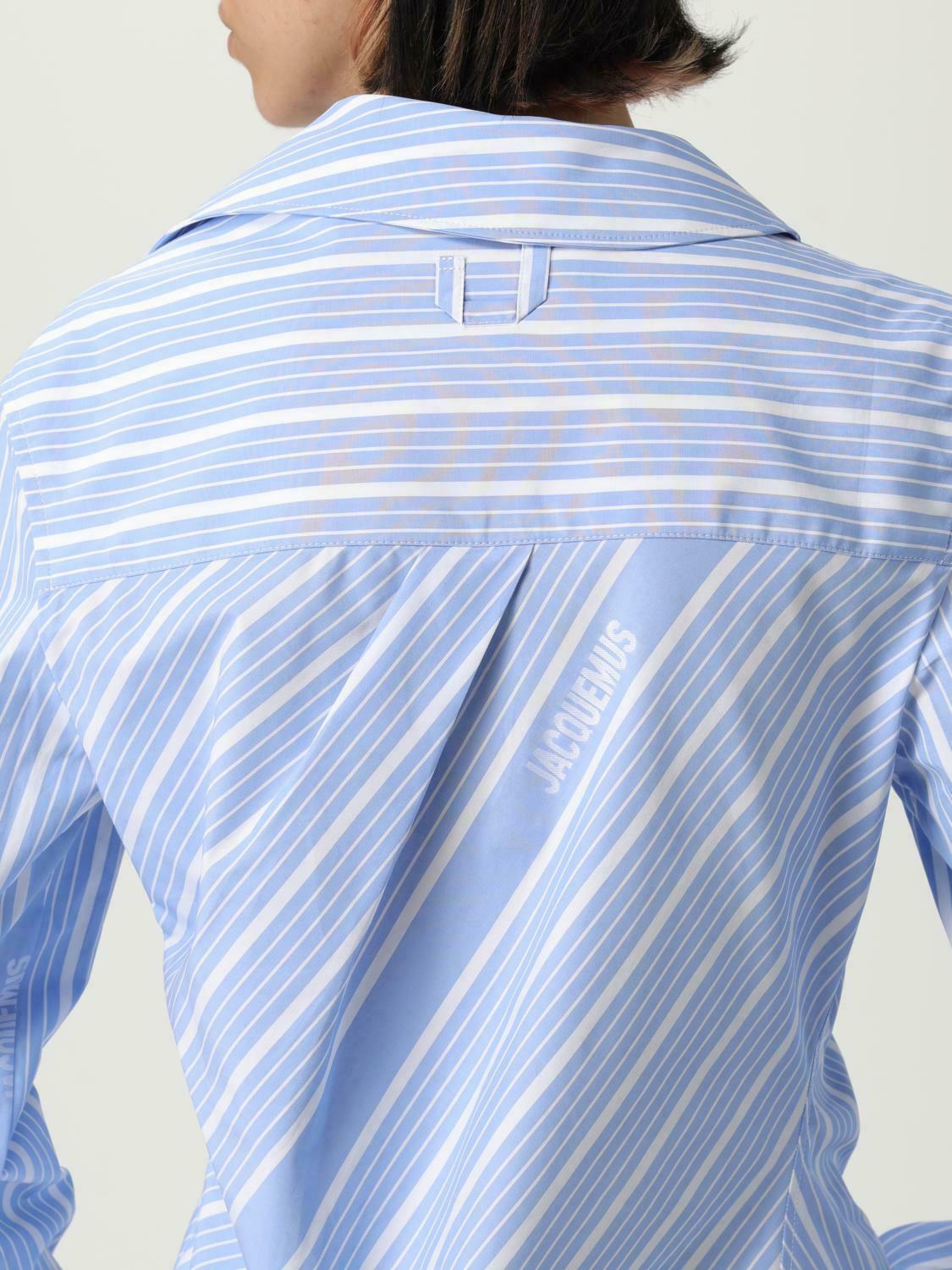 Striped Asymmetrical Cotton Shirt - Blue / 34 EU