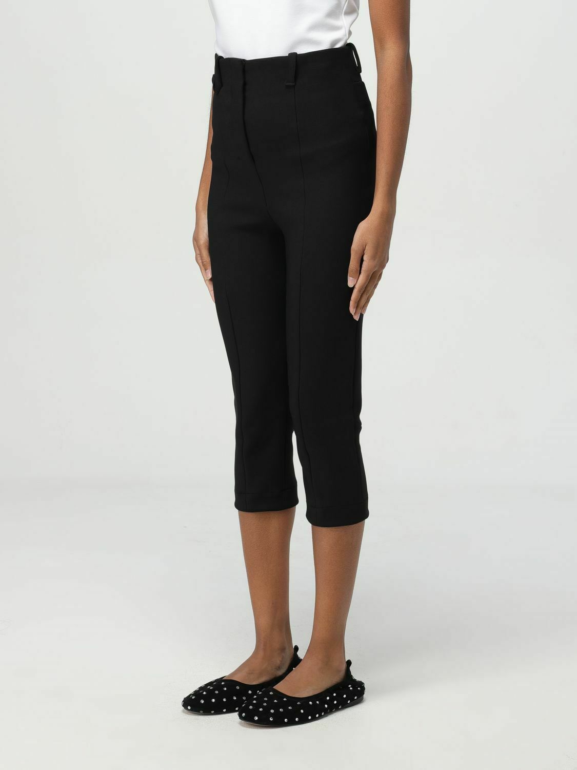 Camille Cropped Trousers HighWaisted - Black / 38 IT