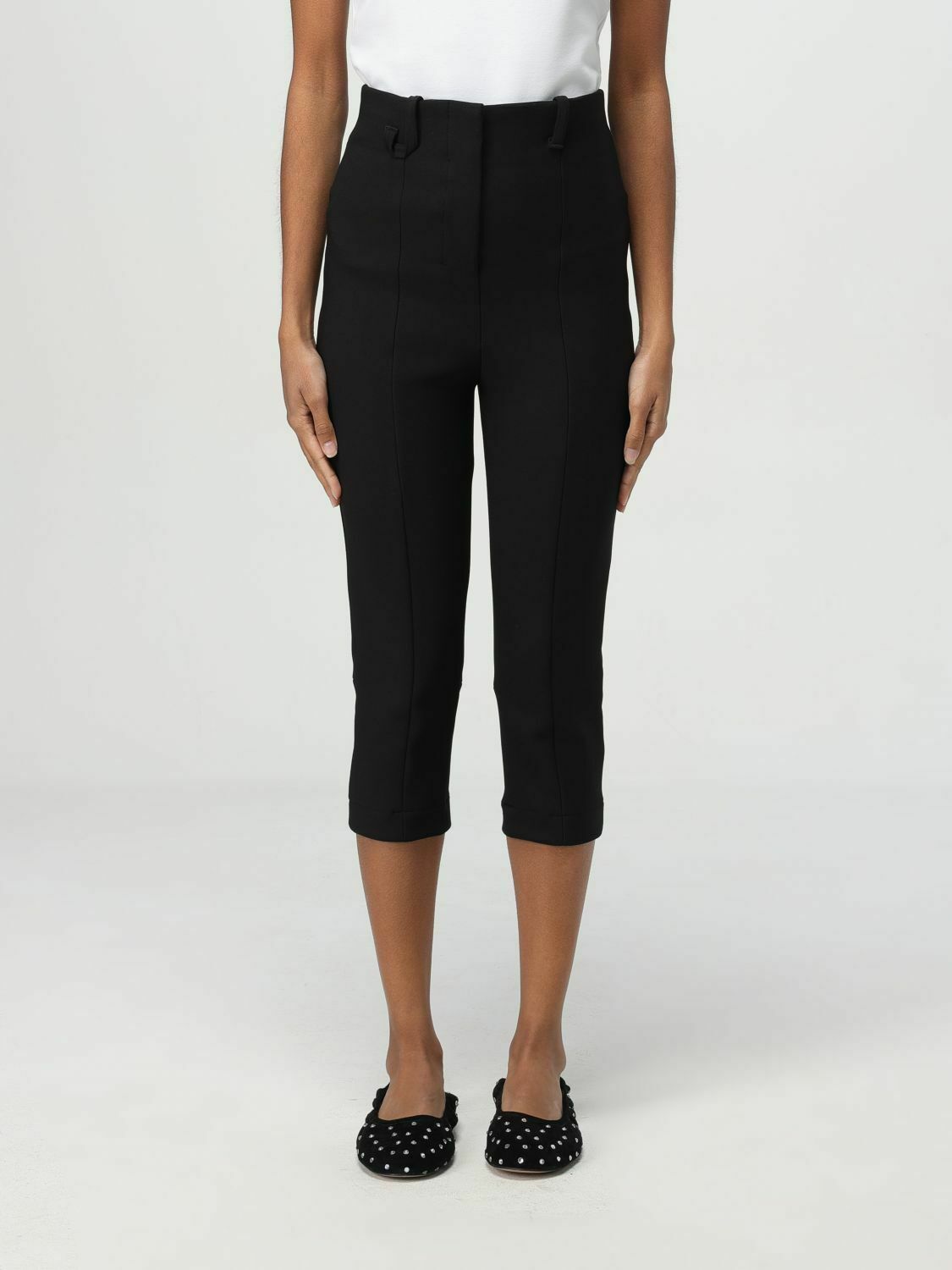Camille Cropped Trousers HighWaisted - Black / 38 IT