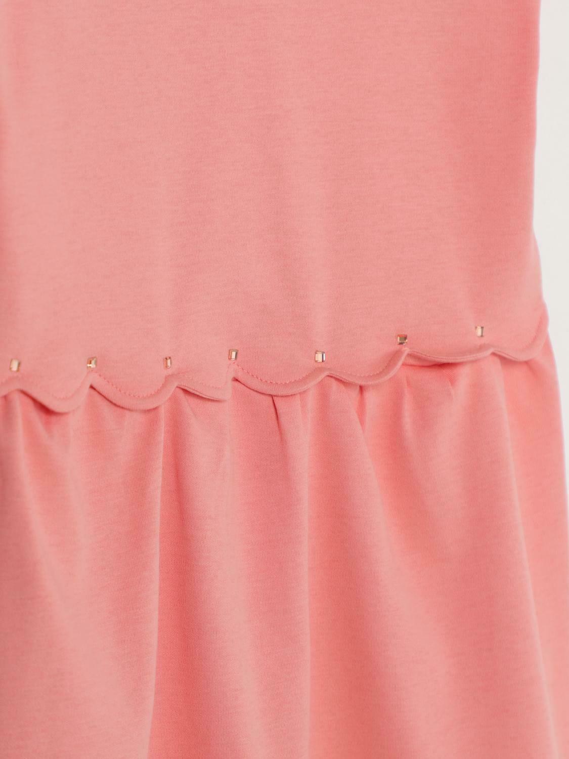 Girls Short Sleeve Dress with Scalloped Hem - Pink / 3 EU
