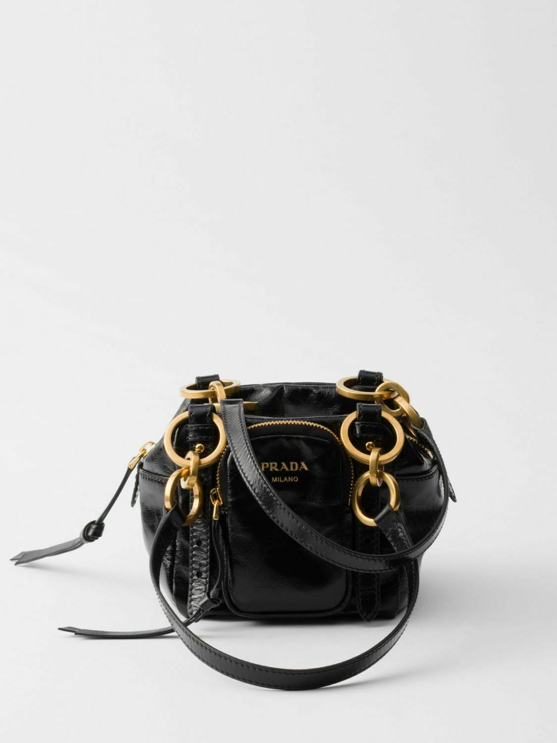 Mini Leather Handbag Chain Detail - Black / U EU