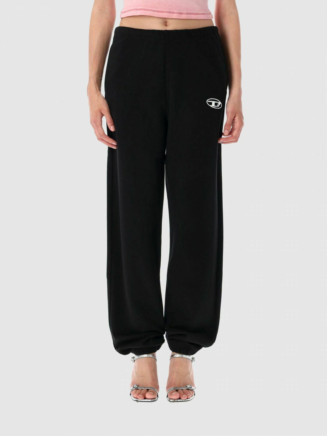 Relaxed-Fit Elevated Casual Lounge Pants with Drawstring Waistband and Embroidered Logo - Black / L EU
