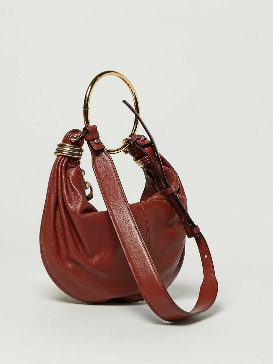 Hobo Bag with Ring Handle - Red / U EU