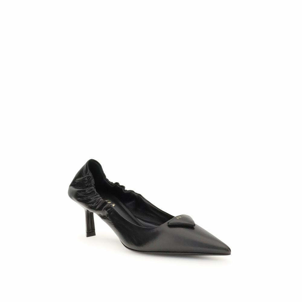 Leather Logo Embellished Pumps - Black / 36 EU