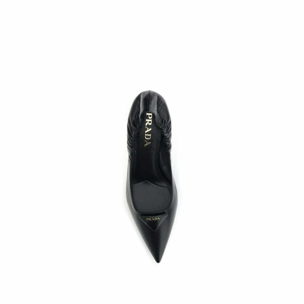 Leather Logo Embellished Pumps - Black / 36 EU