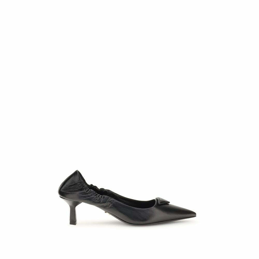 Leather Logo Embellished Pumps - Black / 36 EU