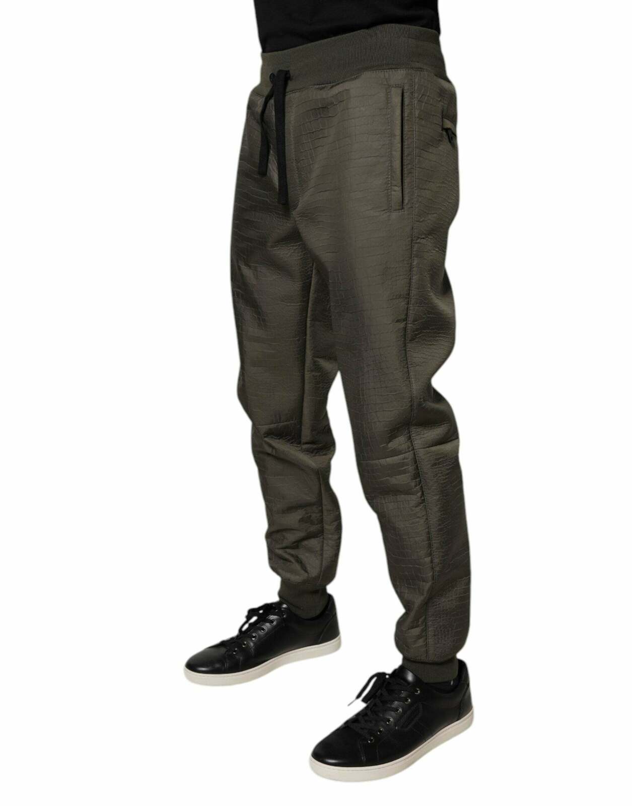 Lambskin Leather Jogger Sweatpants with Drawstring Closure - Brown / 50 IT