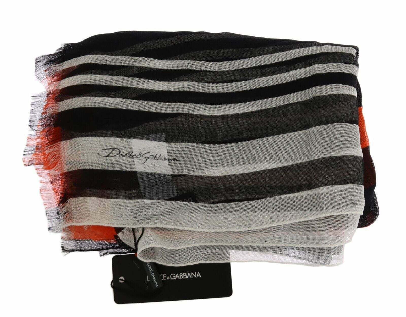 Dolce & Gabbana Striped Silk Scarf - Orange - Multicolor / One Size