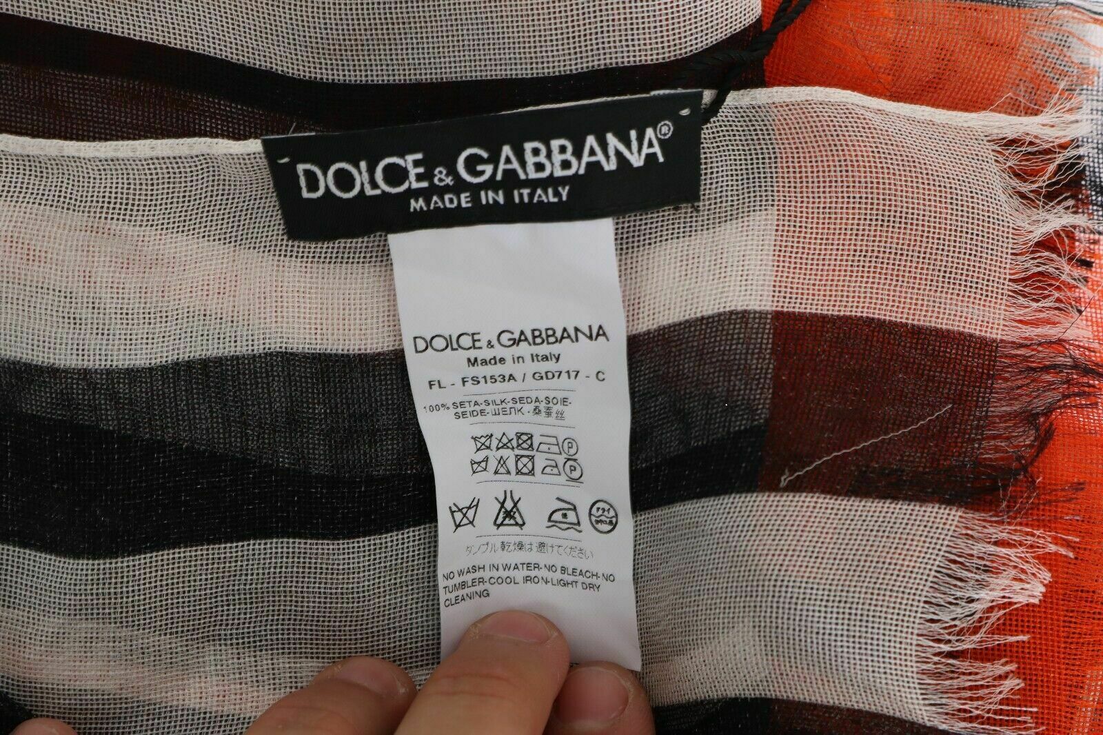 Dolce & Gabbana Striped Silk Scarf - Orange - Multicolor / One Size