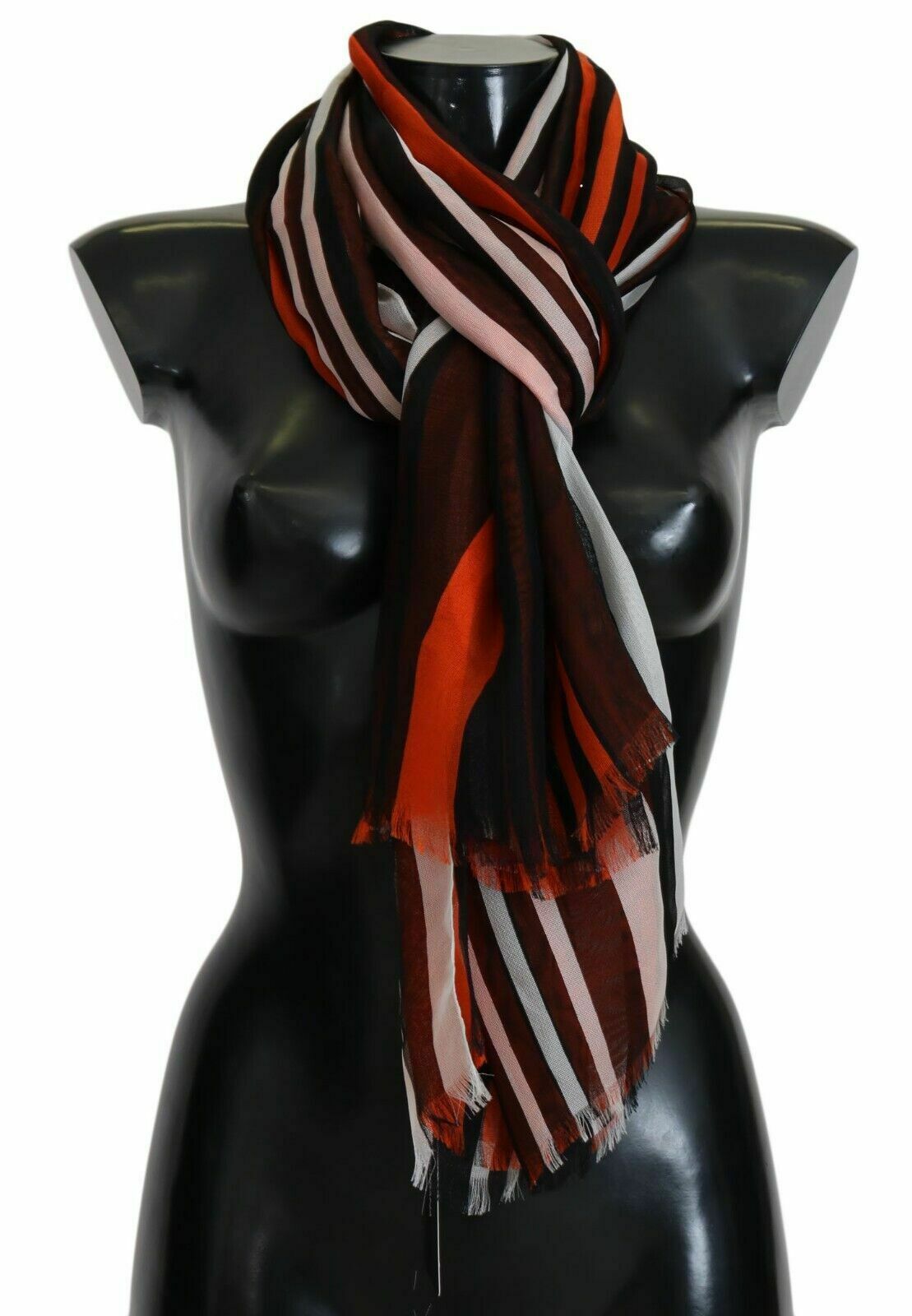 Dolce & Gabbana Striped Silk Scarf - Orange - Multicolor / One Size