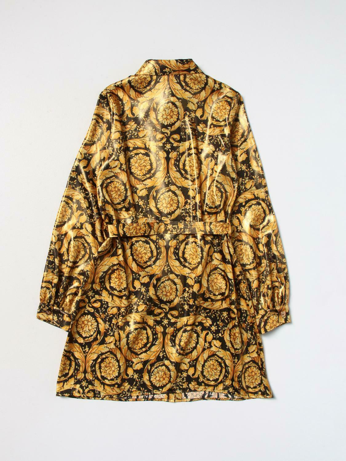 Baroque Print Mini Shirt Dress - Gold / 10 IT