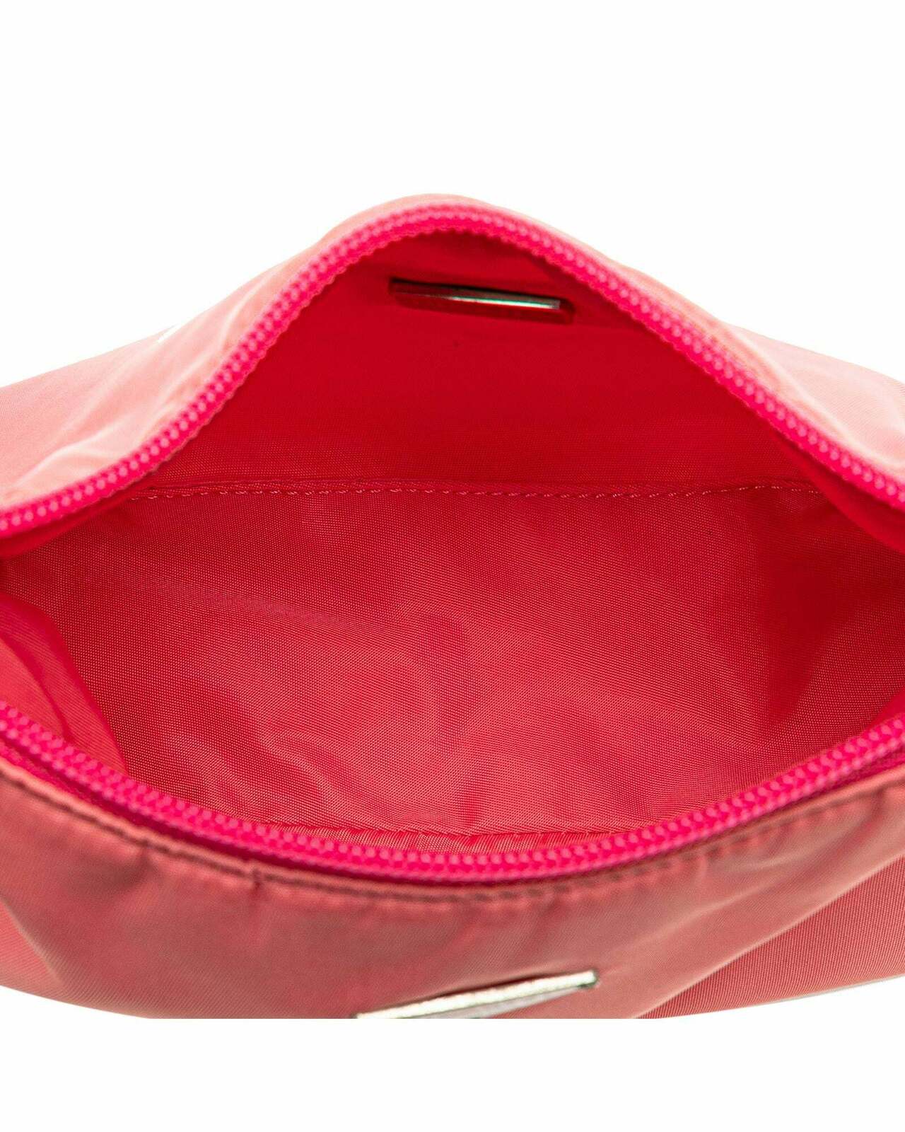 Nylon Shoulder Bag with Leather Strap - Pink / One Size
