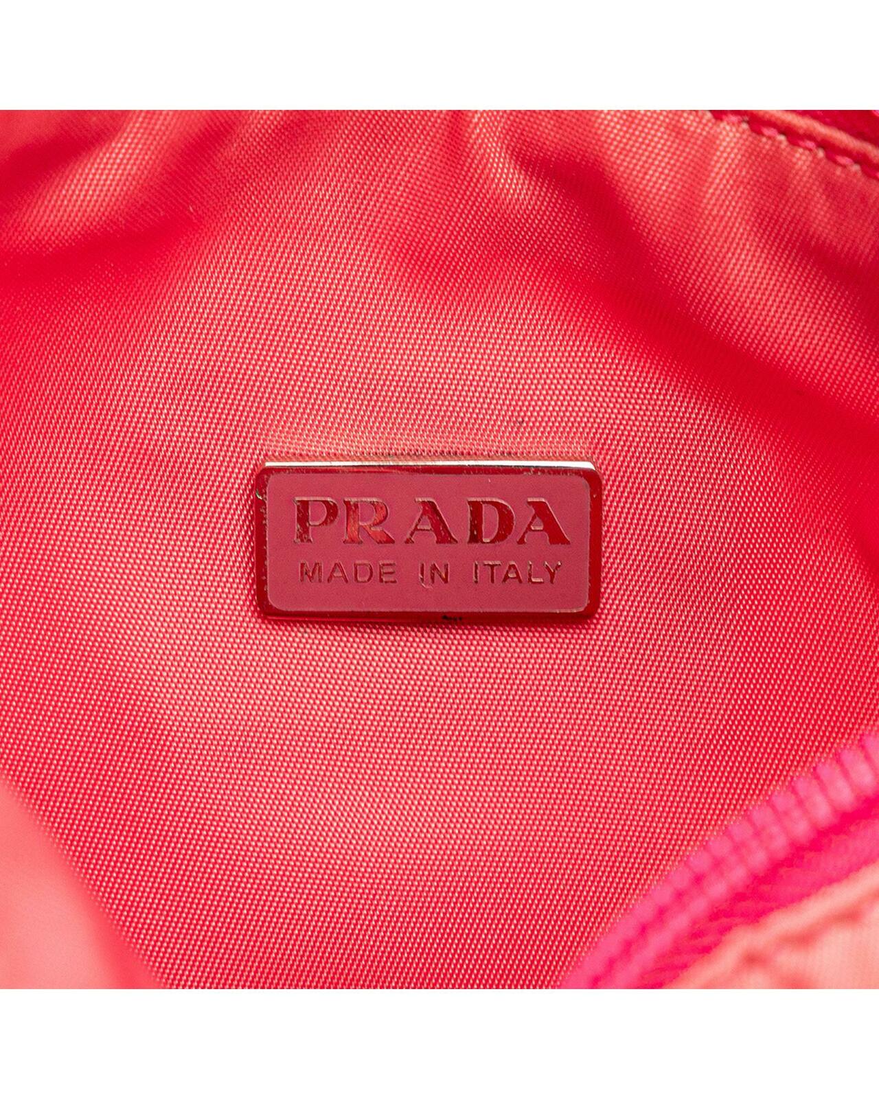 Nylon Shoulder Bag with Leather Strap - Pink / One Size