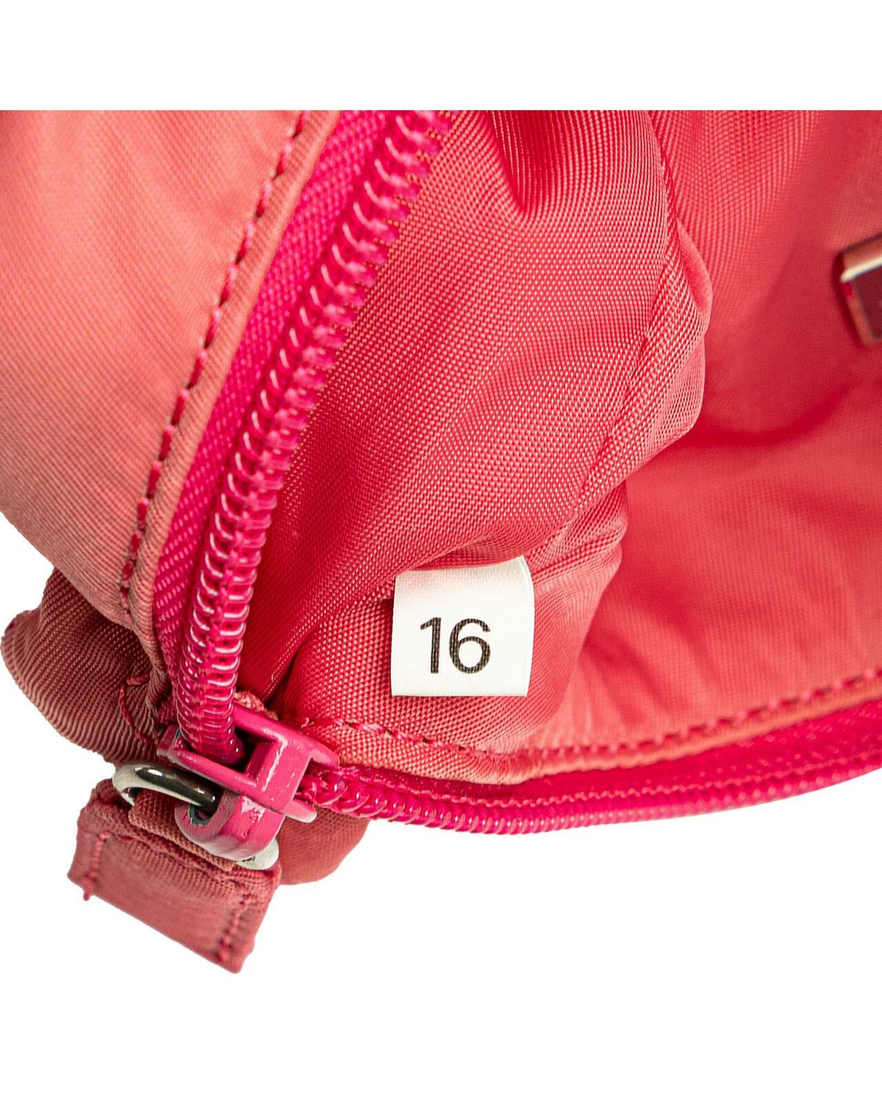 Nylon Shoulder Bag with Leather Strap - Pink / One Size