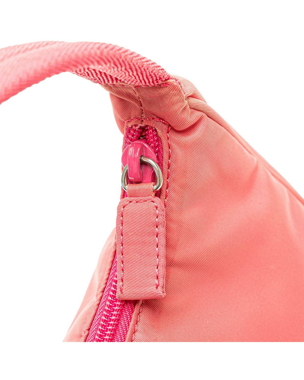 Nylon Shoulder Bag with Leather Strap - Pink / One Size