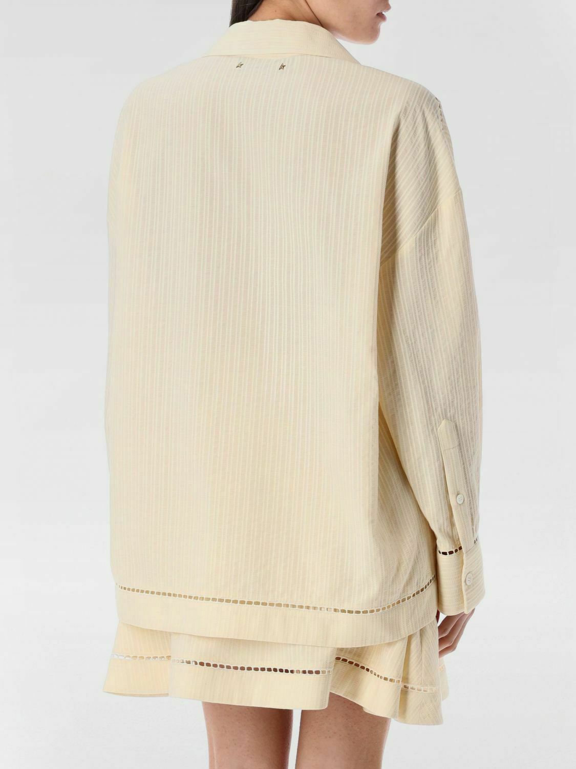 Striped Cotton Set Scalloped Trim - White / XS INT