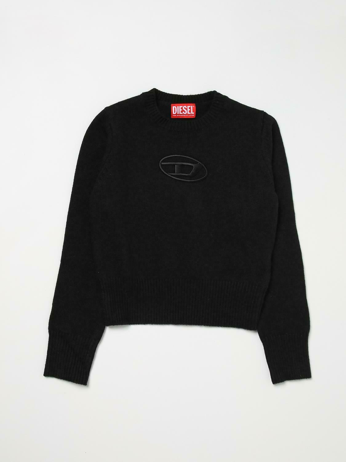 Cropped Knit Crew Neck Sweater - Black / 4 EU