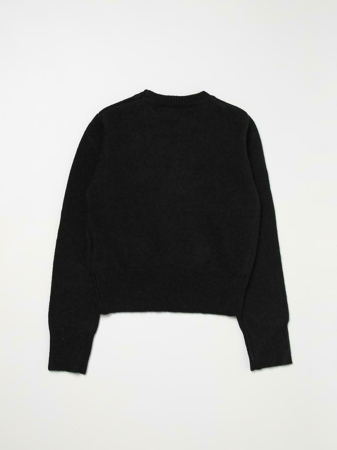 Cropped Knit Crew Neck Sweater - Black / 4 EU