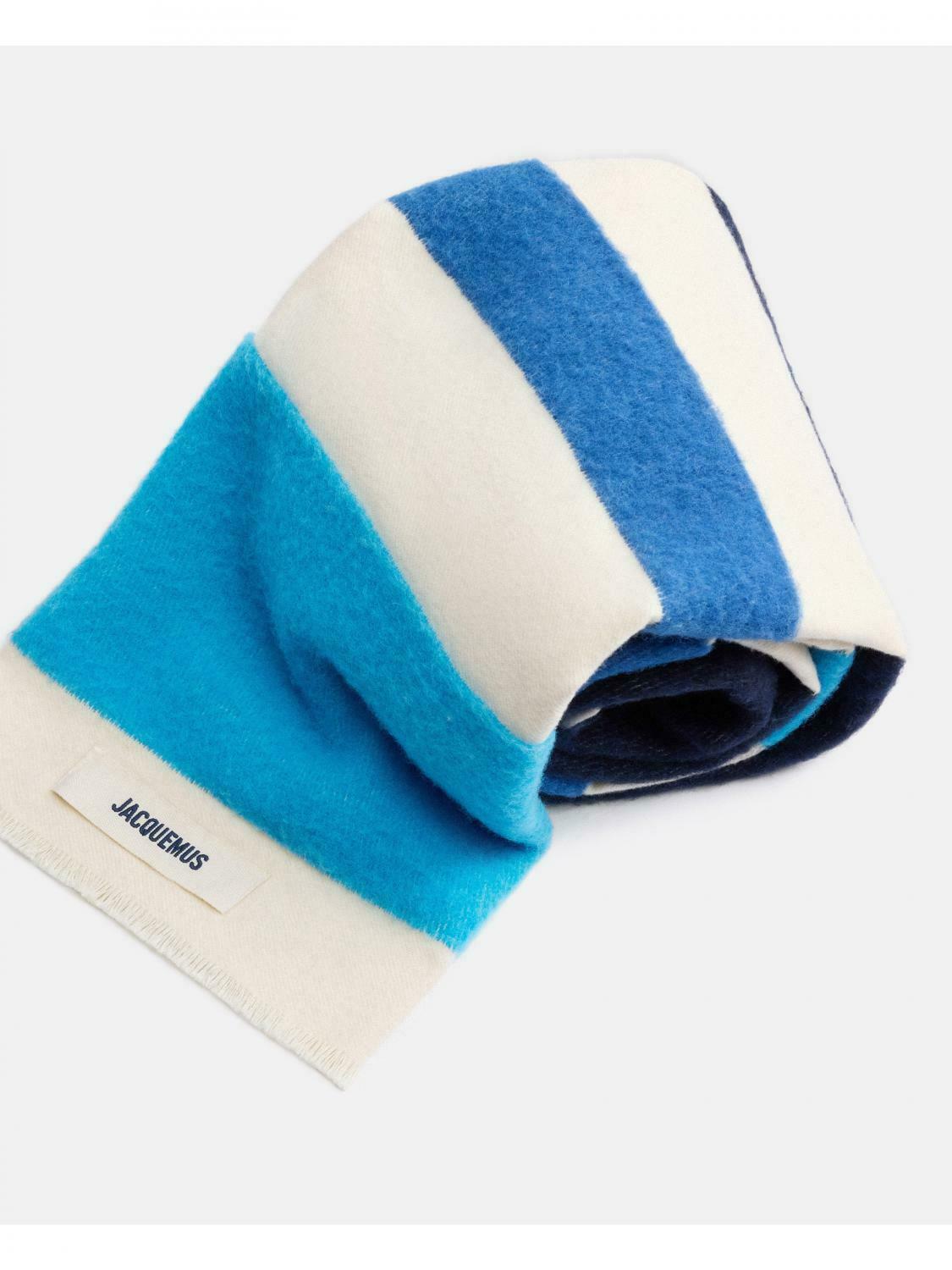 Striped Wool Scarf - Blue / U EU