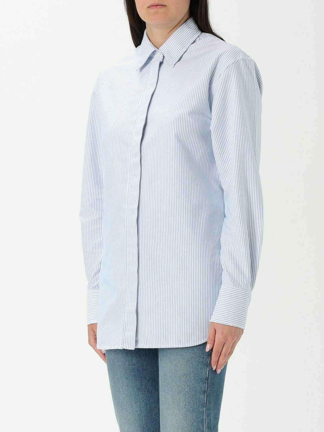 Striped Cotton Shirt Relaxed Fit - Blue / L EU