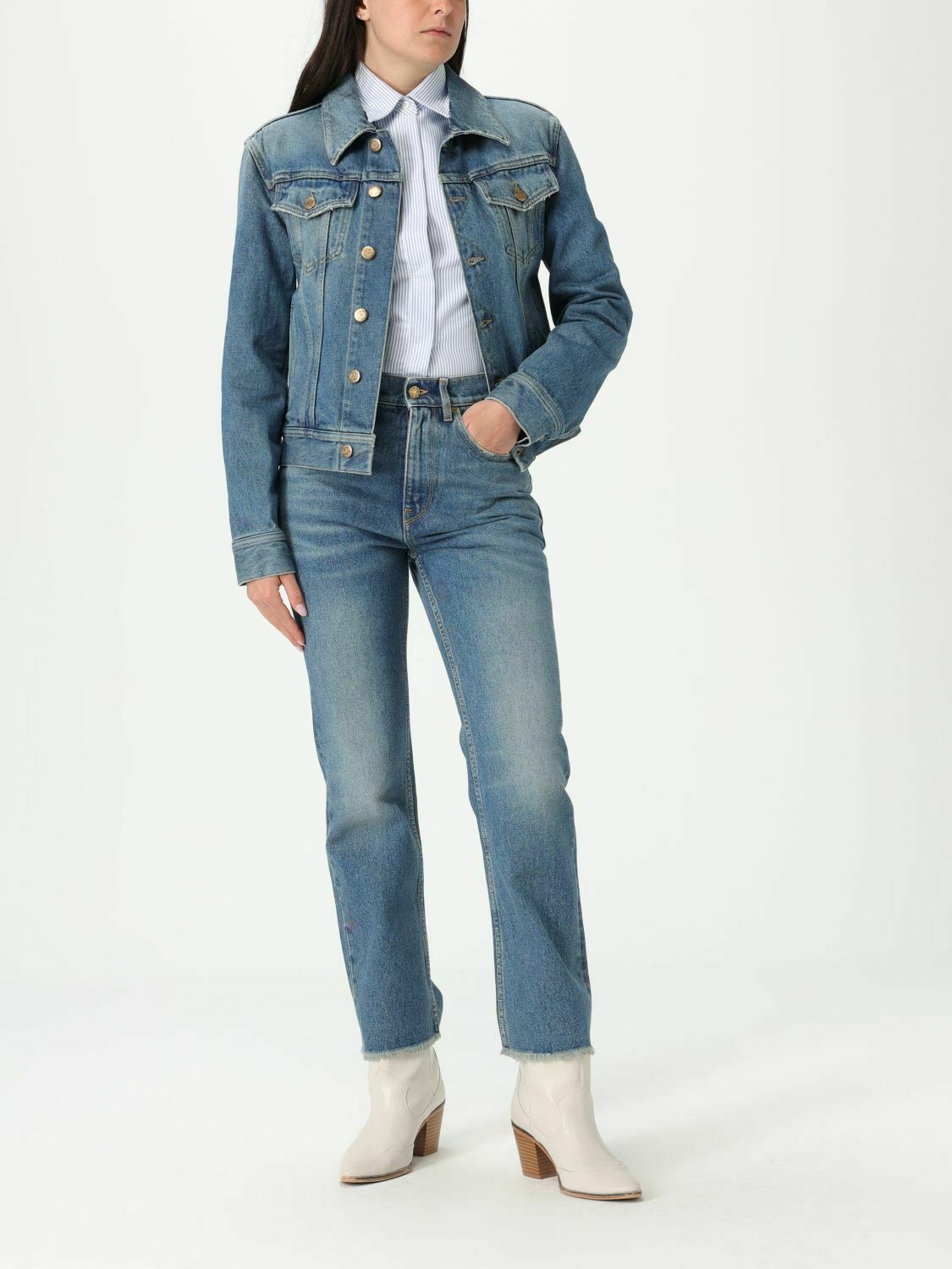 Striped Cotton Shirt Relaxed Fit - Blue / XS INT