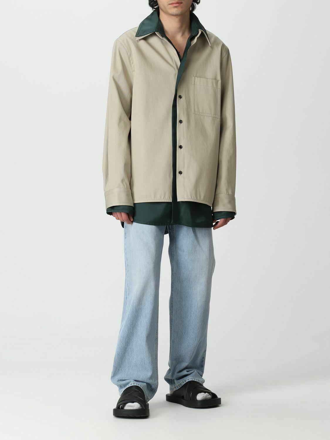 Oversized TwoTone Shirt - Beige / 46 IT