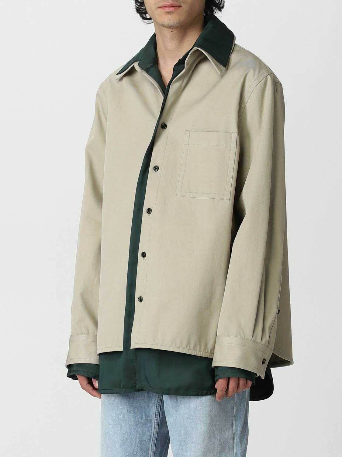 Oversized TwoTone Shirt - Beige / 46 IT