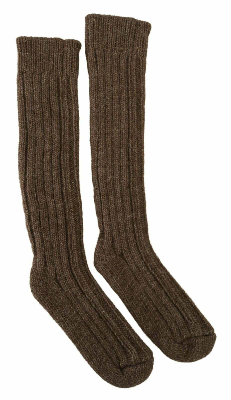 Men Wool Socks Ribbed Knit Style - Brown / One Size