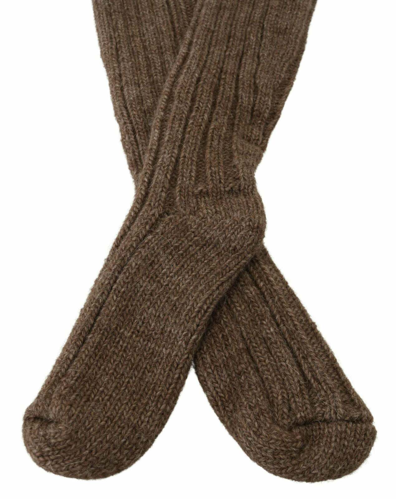 Men Wool Socks Ribbed Knit Style - Brown / One Size