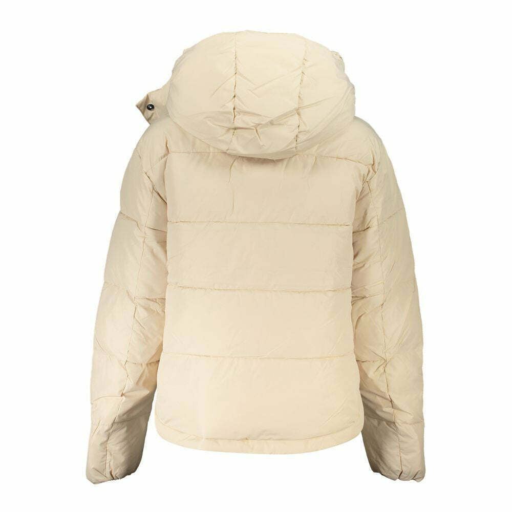 Cropped Hooded Puffer Jacket - Beige / XL