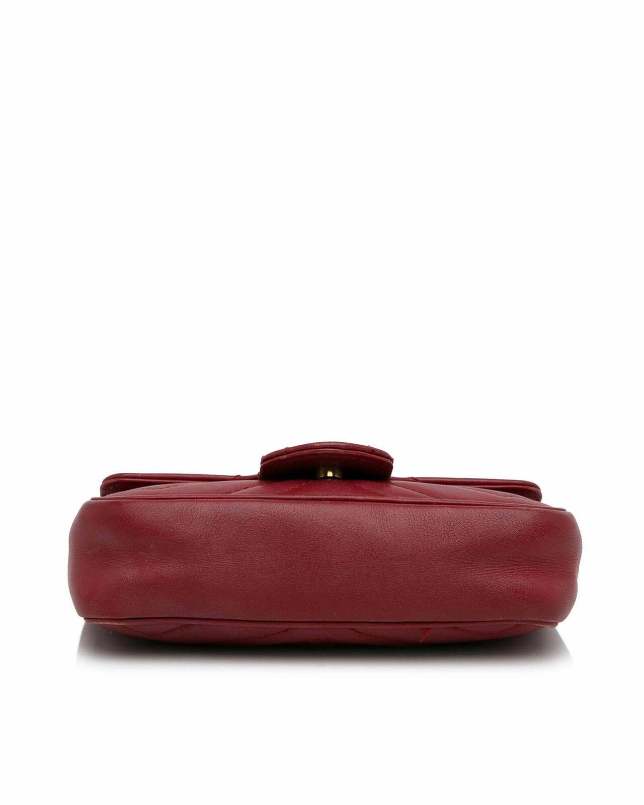 GG Marmont Mini Chain Bag Red Leather - Red / One Size