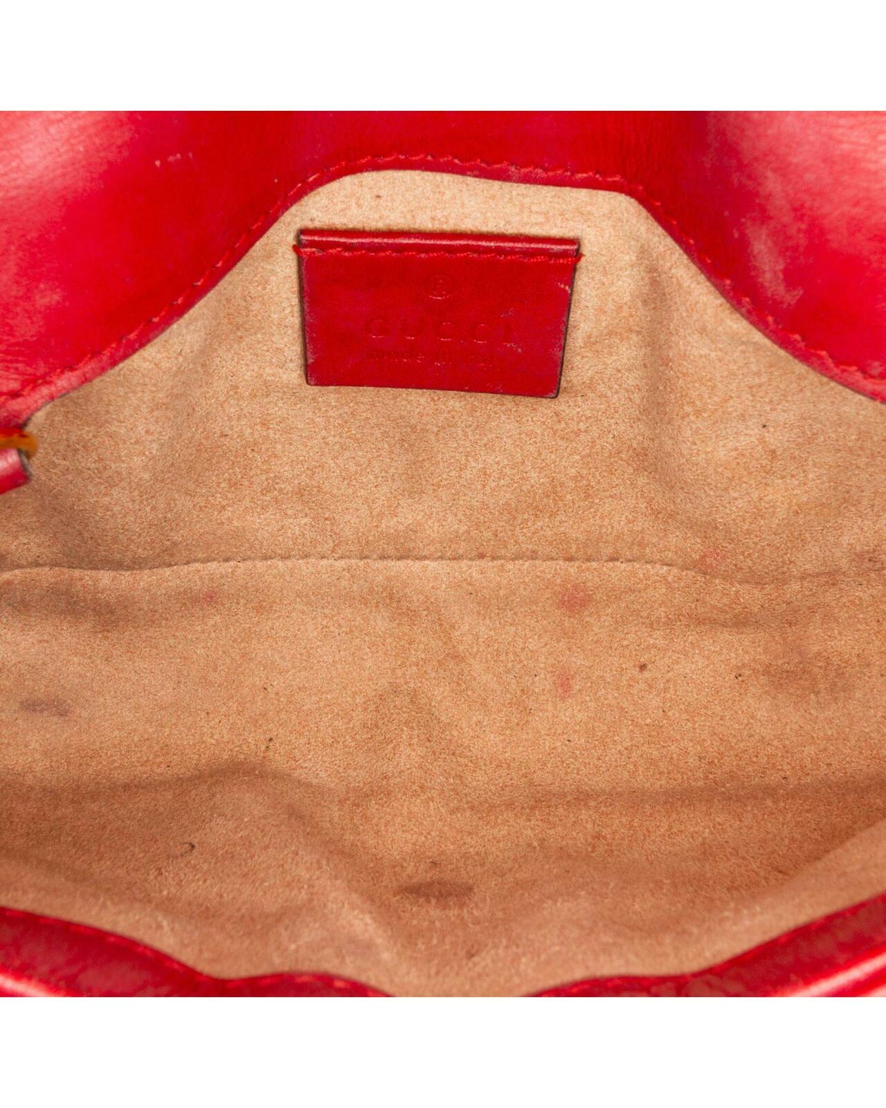 GG Marmont Mini Chain Bag Red Leather - Red / One Size