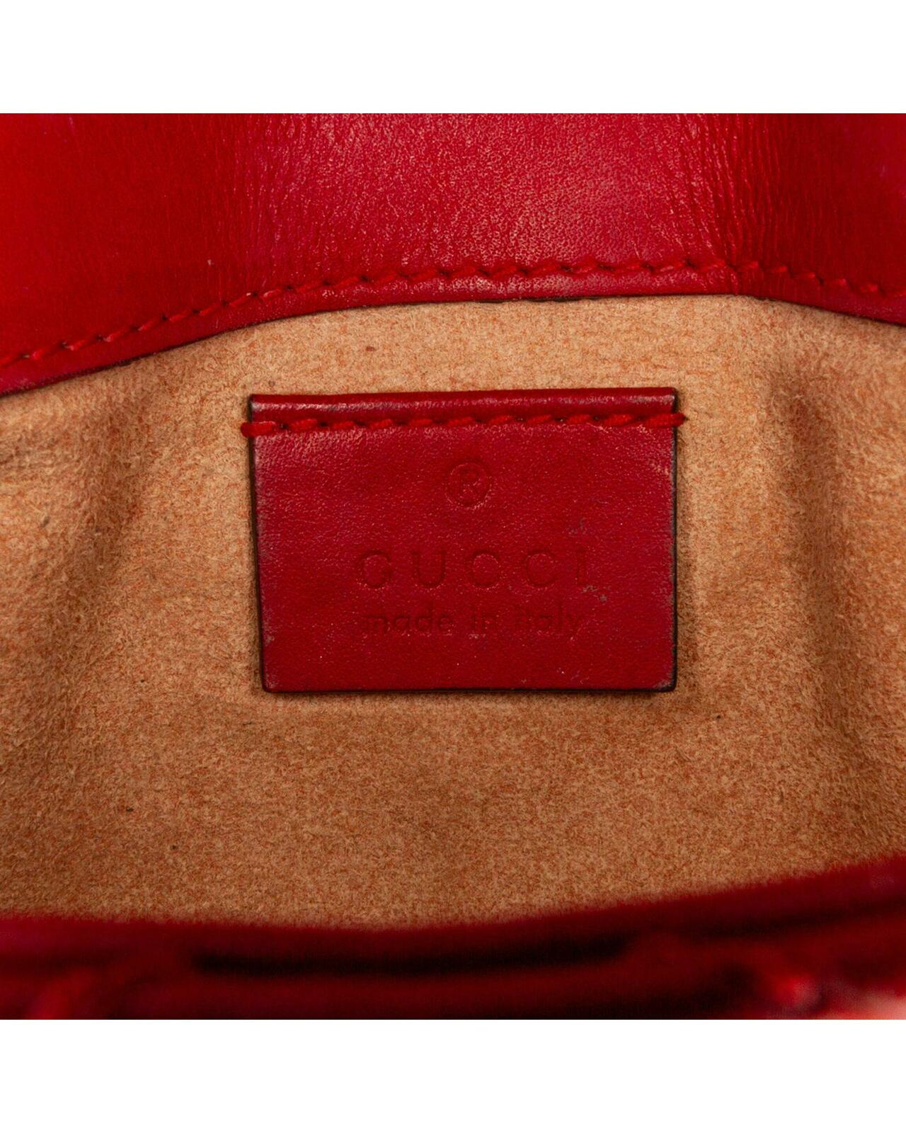 GG Marmont Mini Chain Bag Red Leather - Red / One Size