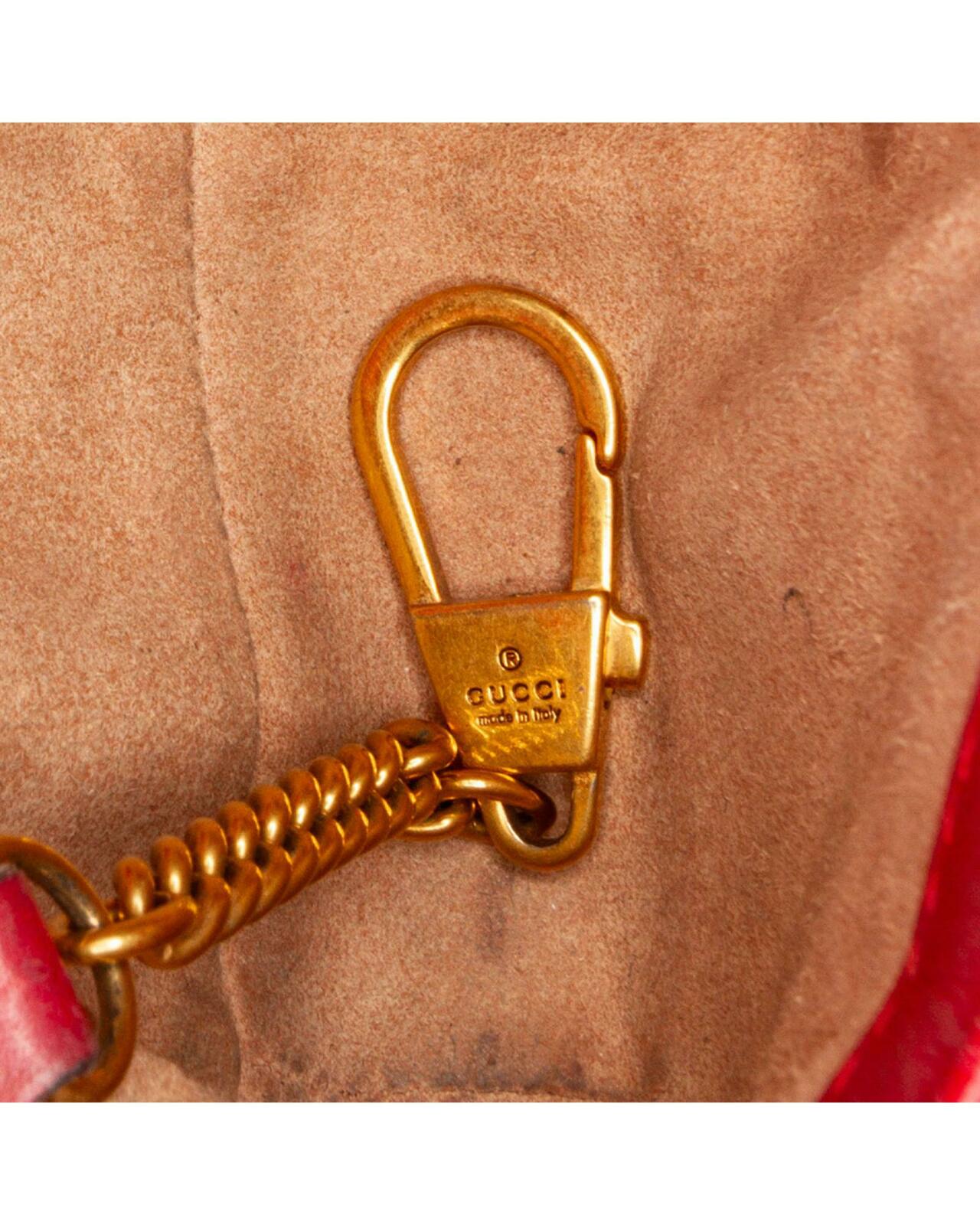 GG Marmont Mini Chain Bag Red Leather - Red / One Size