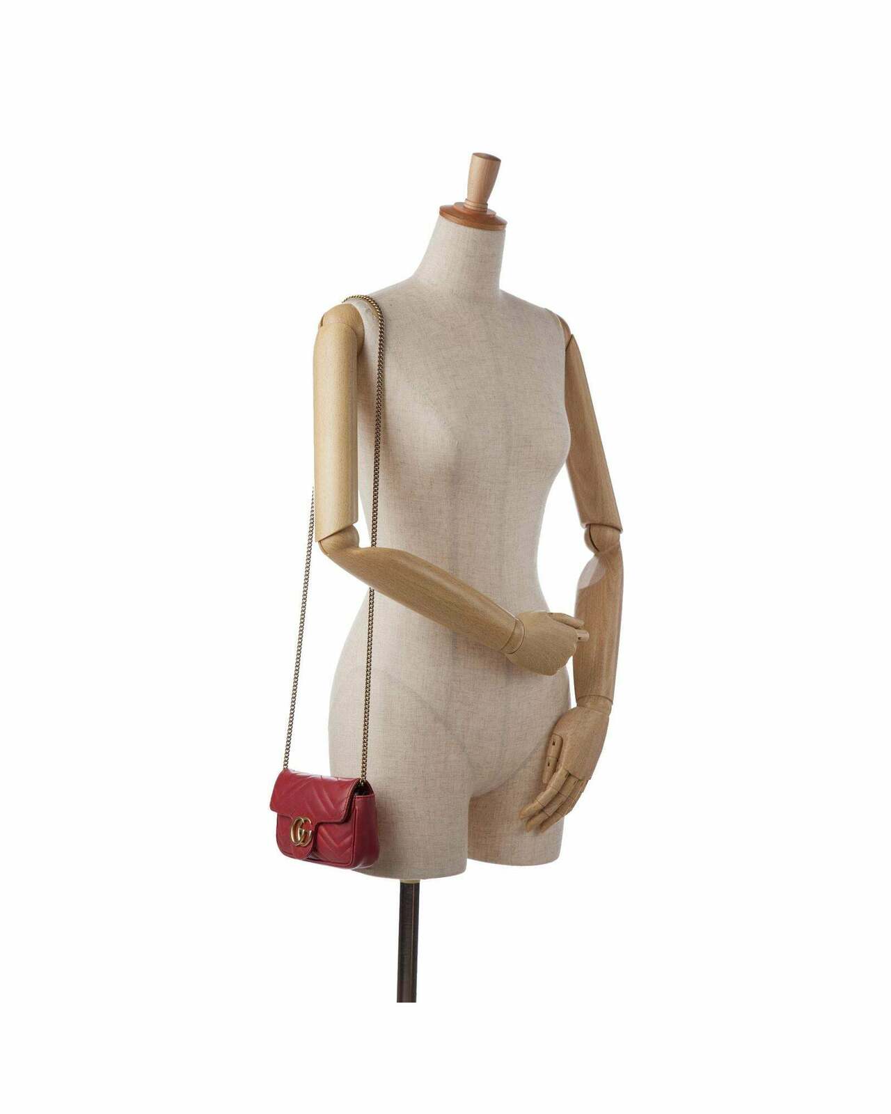 GG Marmont Mini Chain Bag Red Leather - Red / One Size