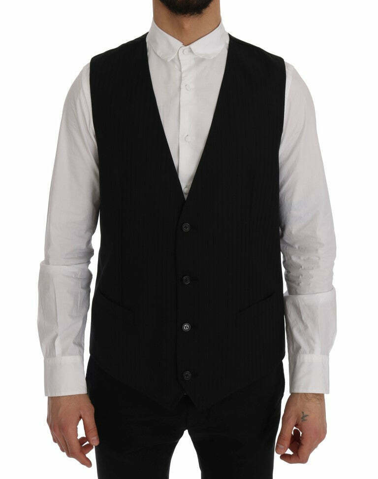 Wool Stretch Vest - Black / 54 IT