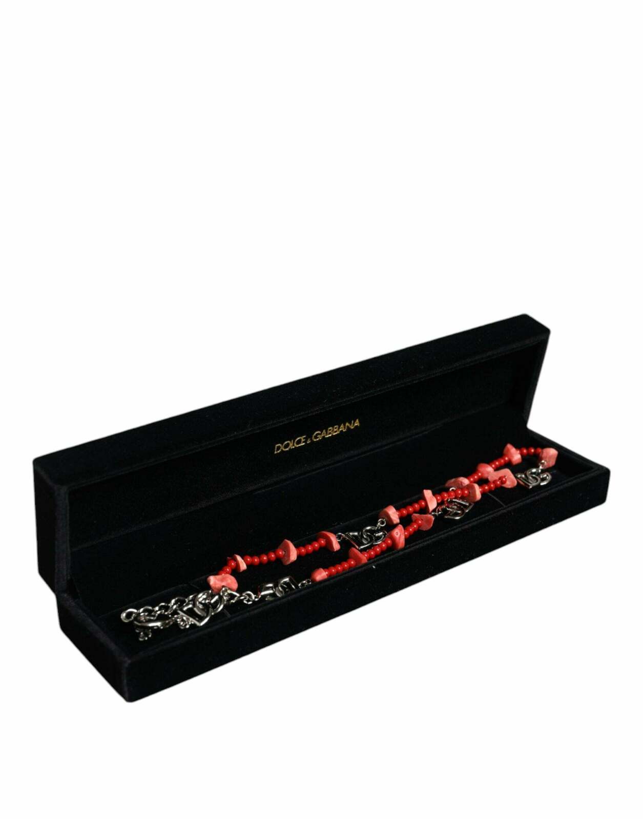 Dolce & Gabbana Red Coral Bead Necklace - Silver / One Size
