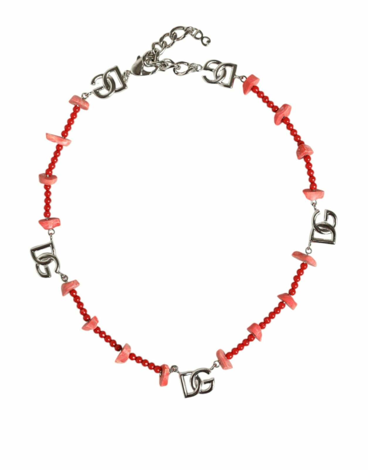 Dolce & Gabbana Red Coral Bead Necklace - Silver / One Size