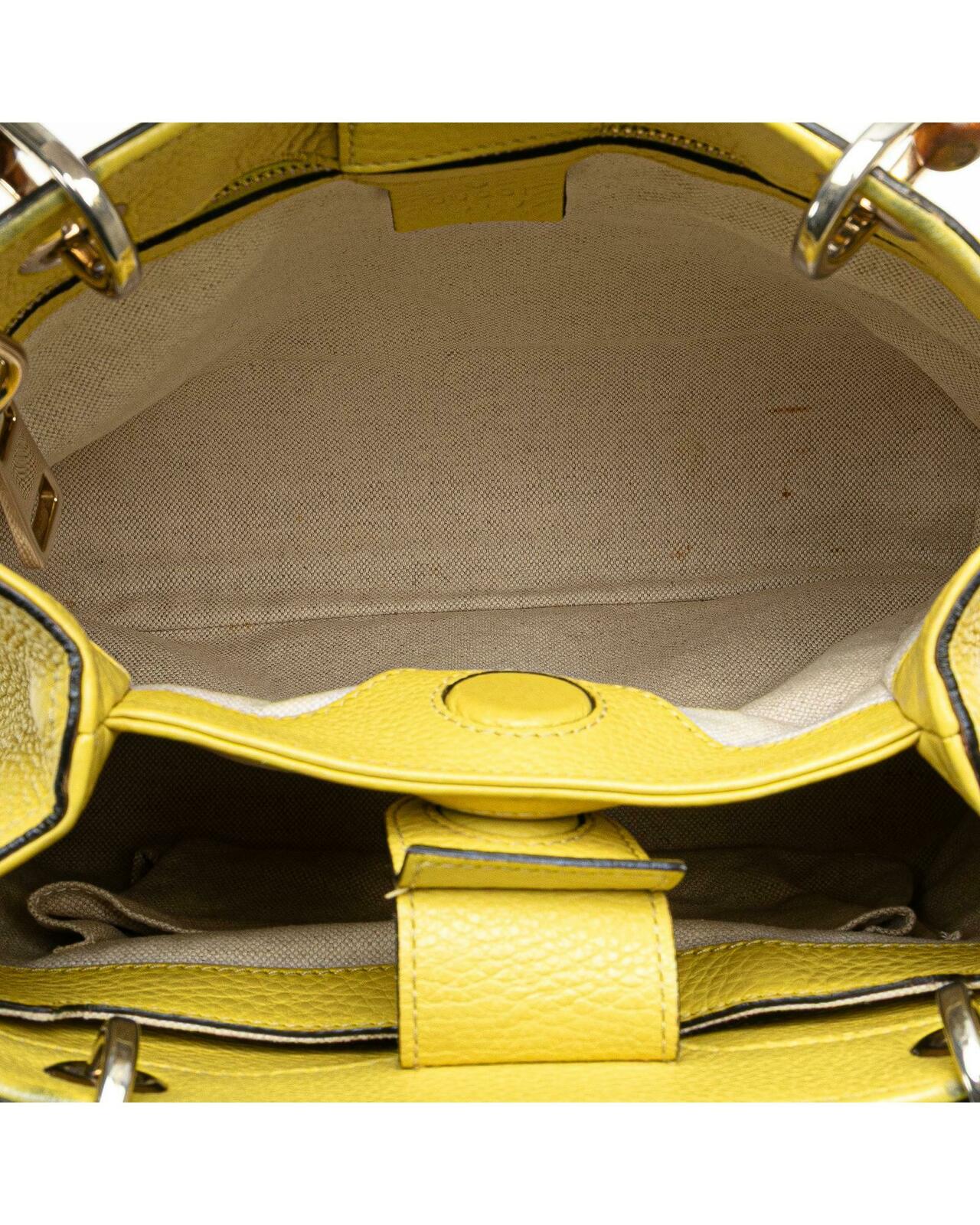 Bamboo Top Handle Bag - Yellow / One Size