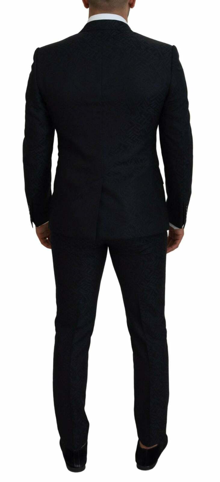 Dark  Slim Fit Suit with Silk Wool Blend - Blue / 46 IT
