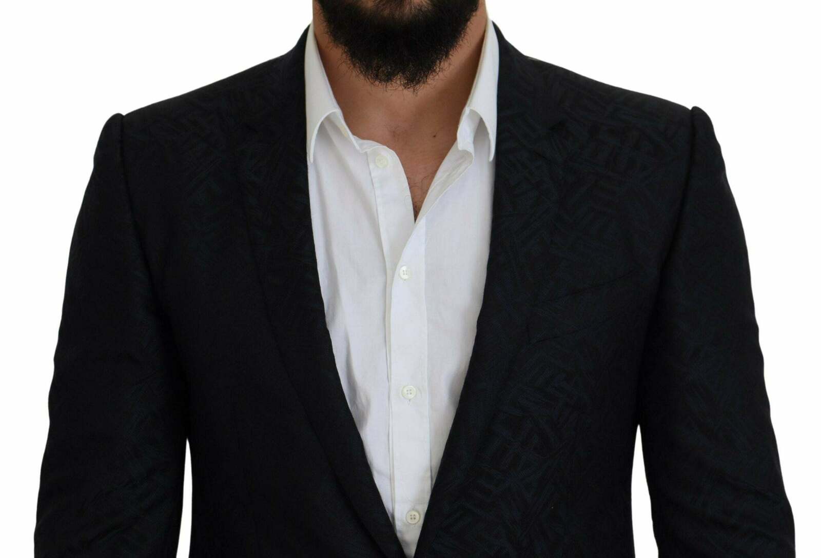 Dark  Slim Fit Suit with Silk Wool Blend - Blue / 46 IT