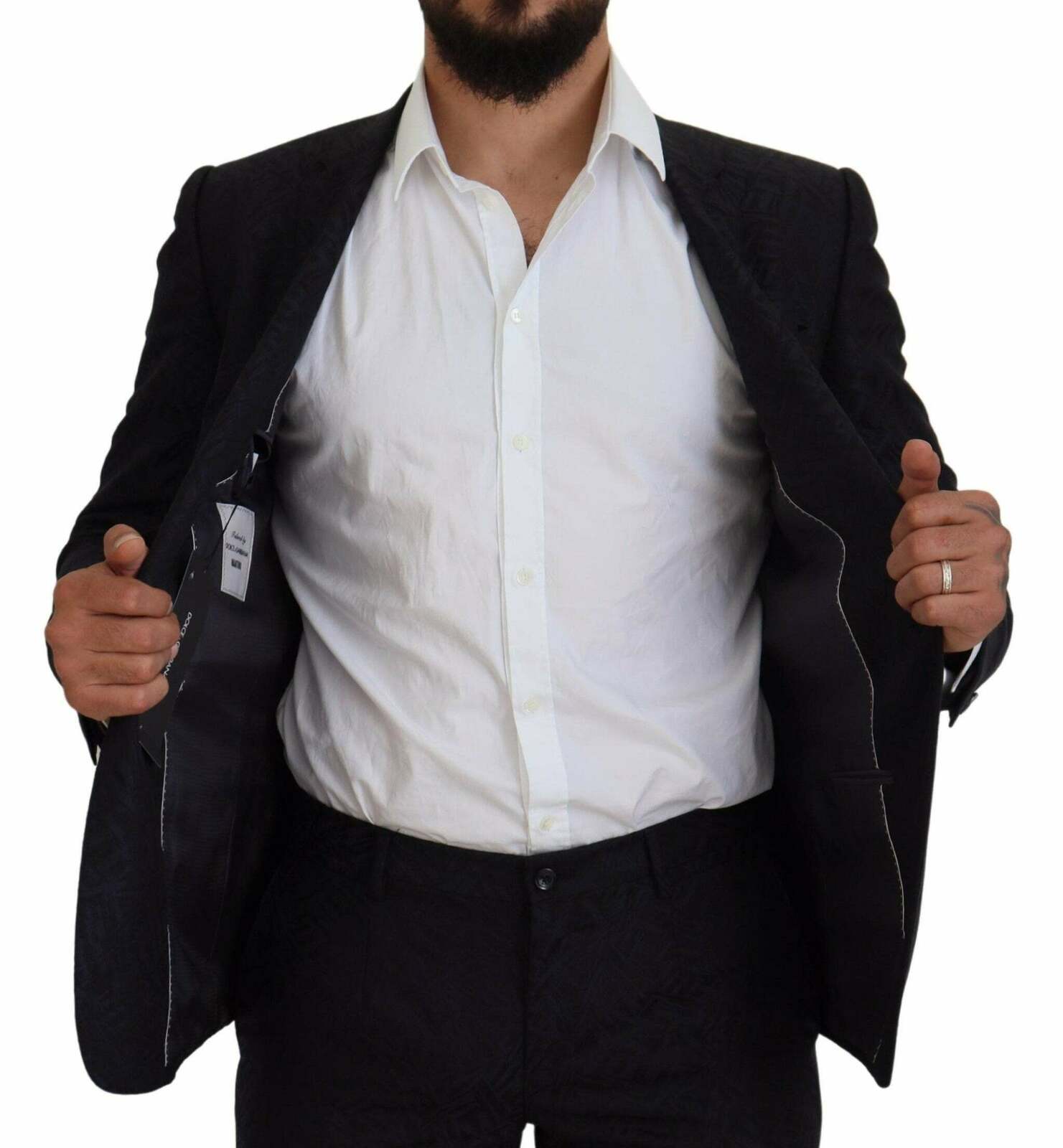 Dark  Slim Fit Suit with Silk Wool Blend - Blue / 46 IT