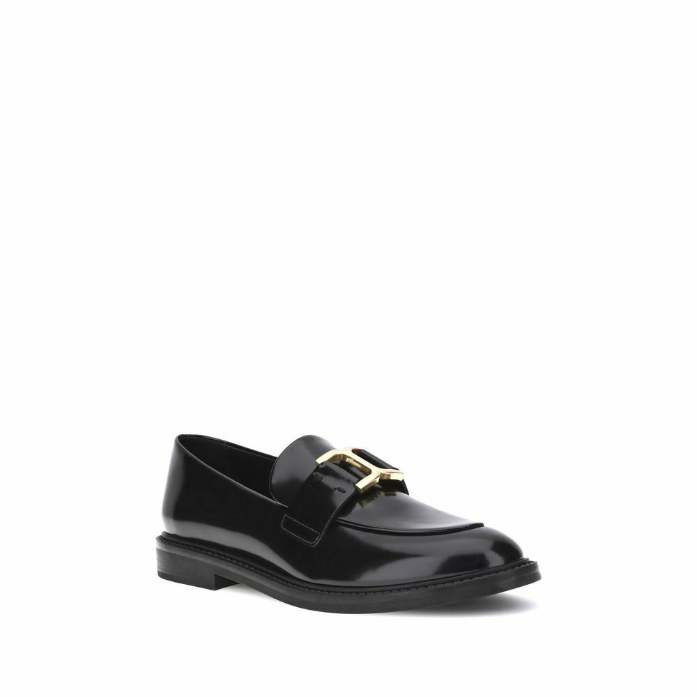 Leather GoldTone Loafer - Black / 36 EU