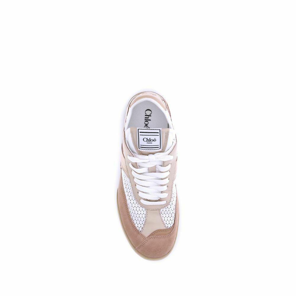 Modern Mesh and Leather Casual Kick Sneakers - Beige / 37 EU
