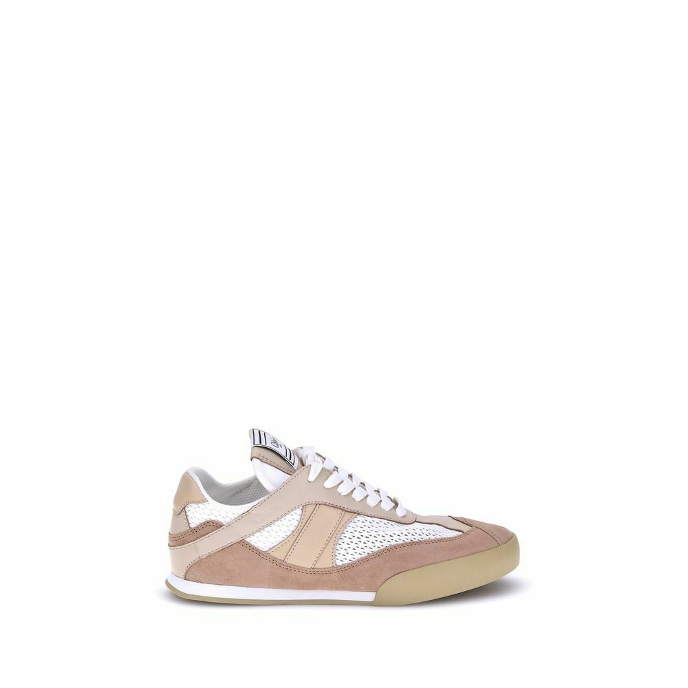 Modern Mesh and Leather Casual Kick Sneakers - Beige / 41 EU