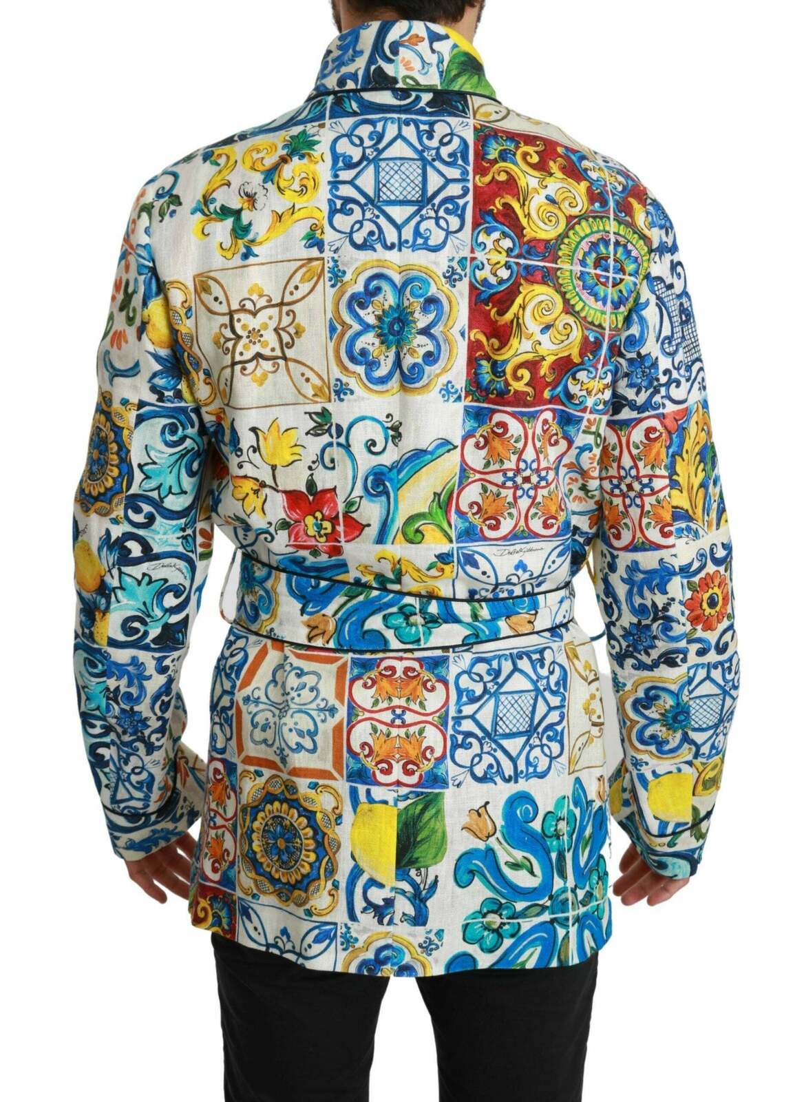 Majolica Linen Robe Coat - Multicolor / 48 IT