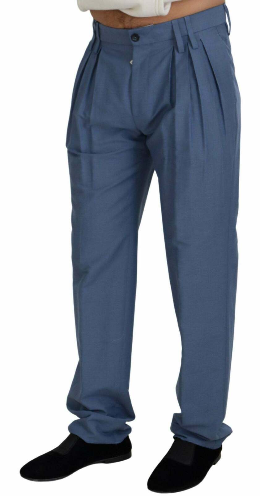 Dolce & Gabbana Men's Pleated Trousers - Blue - Black and Blue / 50 IT