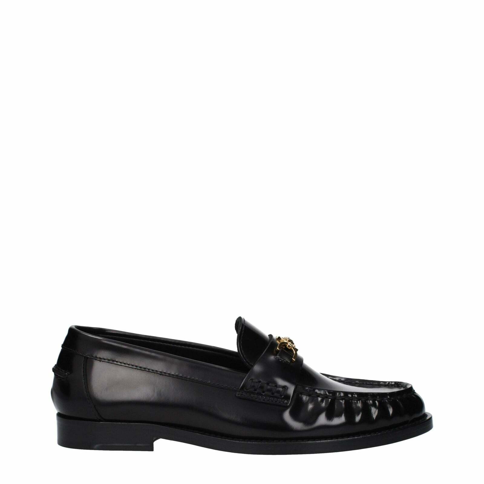 Leather Loafer with Front Logo and Detail - Black / 38.5 EU